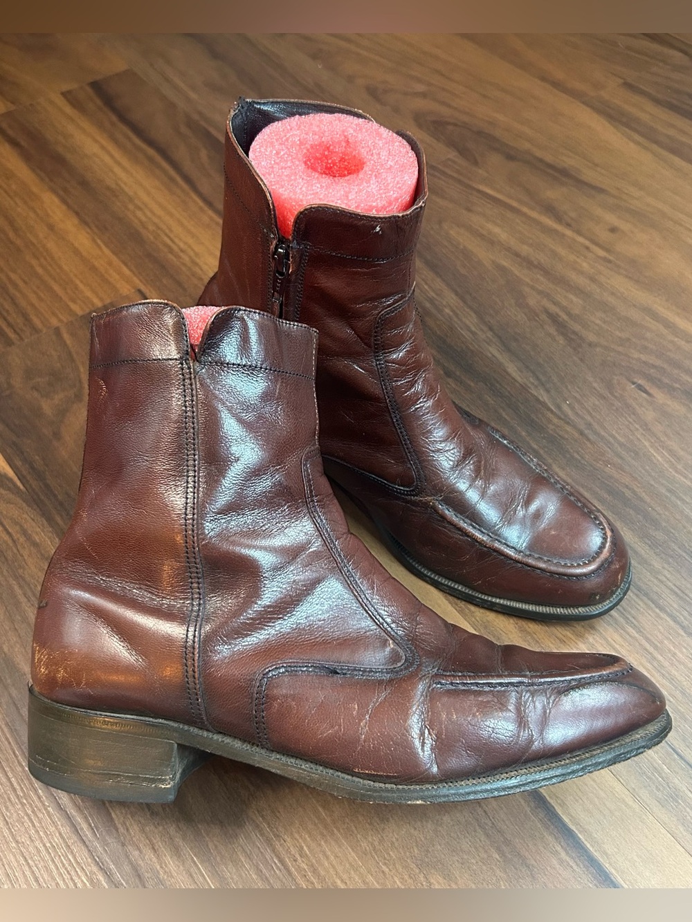 Vintage Florsheim Men's Dark Brown Leather Zip Ankle Boots